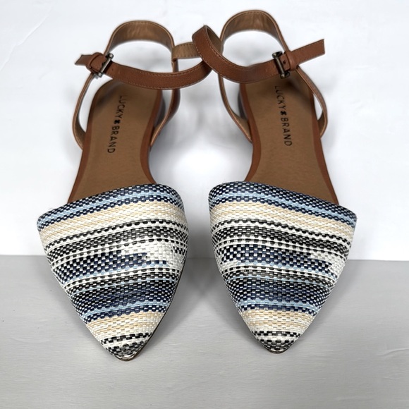 LUCKY BRAND Makaby Multi-color Woven Pointed Closed Toe Flat Sandals Women 8M/38 - Picture 1 of 5
